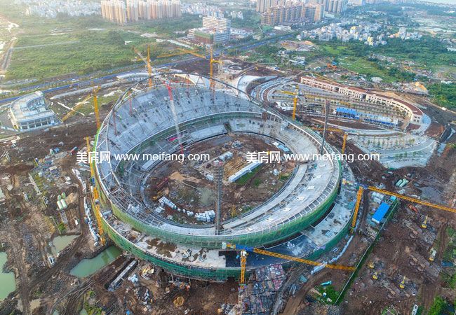 【航拍】 海口五源河体育场初展雄姿 计划明年